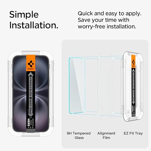 Miniatura 7 de Spigen Protector de pantalla de vidrio templado GlasTR EZ FIT diseñado para iPhone 16  iPhone 15 (paquete de 2)
