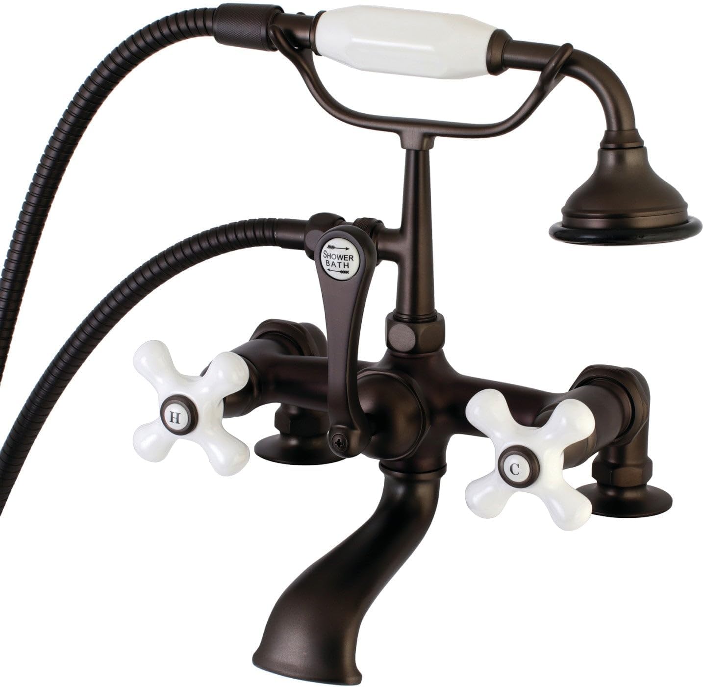 Aqua Vintage AE211T5 Vintage 7-Inch Tub Faucet with Hand Shower, Oil Rubbed Bronze