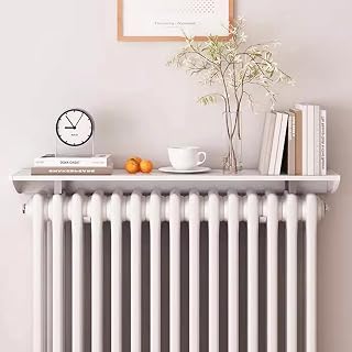 Upgraded Floating Radiator Shelf No Drilling - Aluminum Alloy White Radiator Covers for Home - Over Radiator Shelf with Easy to Fit Bracket, Load Bearing 28kg,L 25cm/9.7in