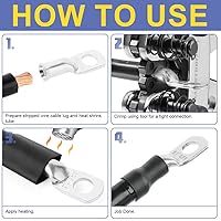 Vista 6 de haisstronica 220 piezas Kit de lengüetas de alambre de cobre estañado, 110 piezas AWG 8 6 4 2 1 Lengüetas de cable de batería resistentes