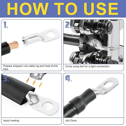 Miniatura 6 de haisstronica Kit de 220 terminales de alambre de cobre estañado, 110 piezas AWG 8 6 4 2 1 conectores de terminal de anillo de cable de batería
