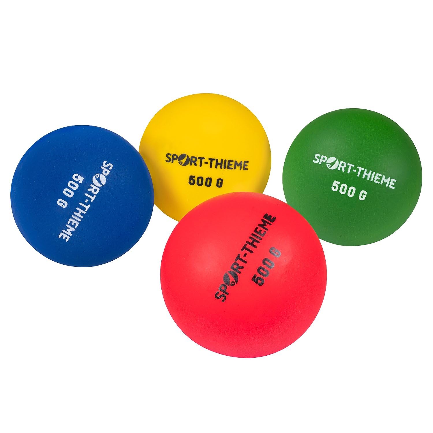Sport-Thieme Übungsstoßkugel Set KidsAthletics | 4er Set, robust, leicht, vielseitig | Für Training, Indoor Outdoor | Kunststoff | Ø 100 mm | 0,5 kg pro Kugel