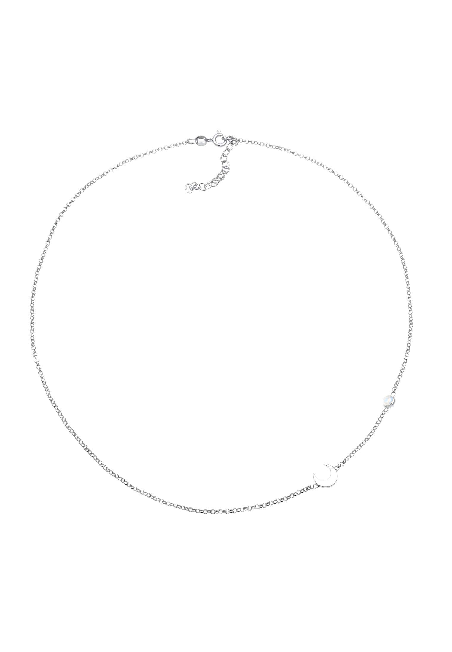 Elli Collana Donne Filigrana di Base Minimale con Pietra di Luna in Argento Sterlino 925