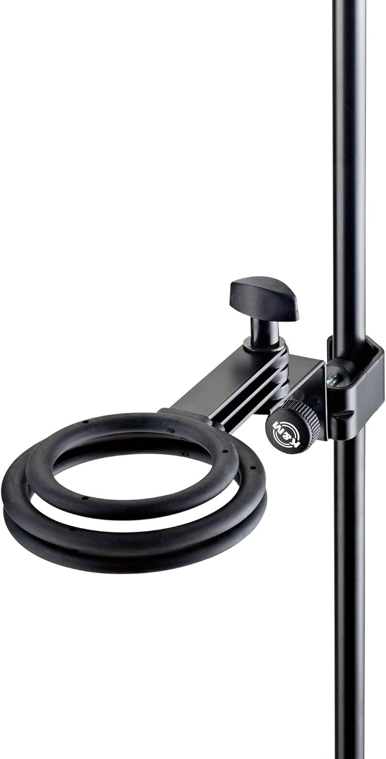 K&M König & Meyer 15910.000.55 Mute Holder for 3 Mutes | Stand Attachment Trumpets, Cornets or Flugelhorns | Professional Grade for all Musicians | Rubberized Holders | German Made Black