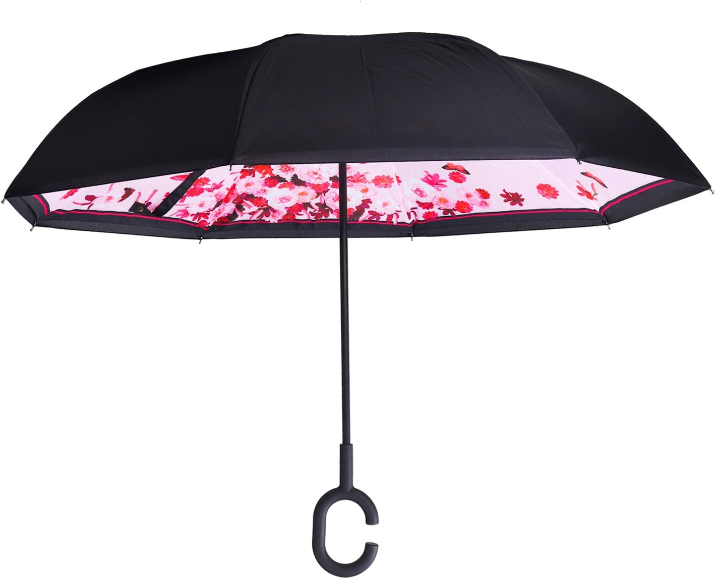 WASING Double Layer Inverted Umbrella Cars Reverse Umbrella, Windproof UV Protection Big Straight Umbrella for Car Rain Outdoor with C-Shaped Handle