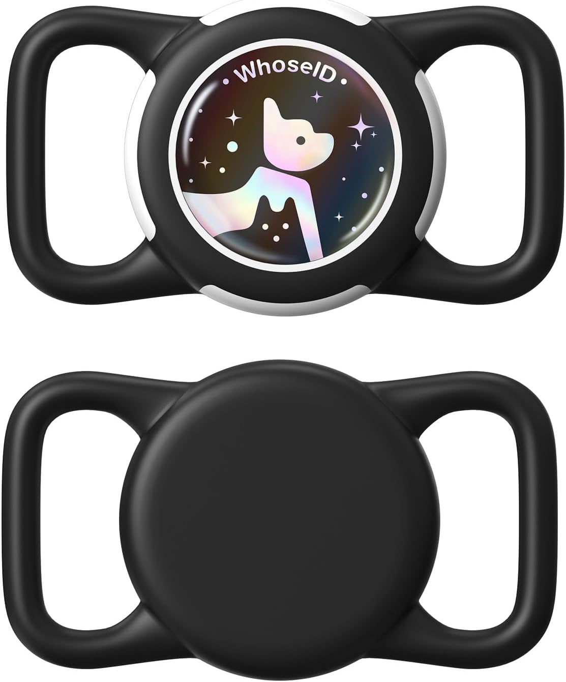 Waterproof Airtag Dog Collar Holder, Silicone & ABS Airtag Holder for Dog & Cat Collars, Ultra-Durable, Lightweight and Protective Airtag Case (Black-1, Regular)