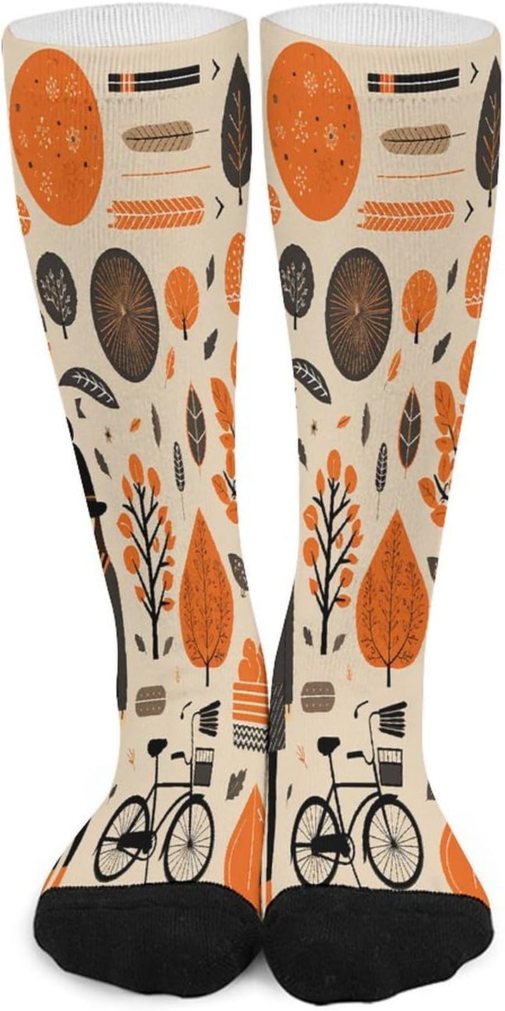 Autumn Doodles Crew Socks Calf Socks Athletic Crew Sock