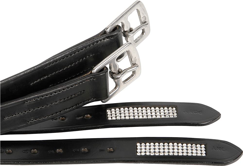 Etrier équitation Étriers En Cuir Noir Pour Selle Anglaise - Longueur Réglable 130-160cm (150cm) Sel Anglais