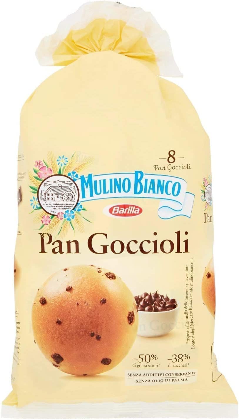 Italian Gourmet Mulino Bianco Pan Goccioli 6 x 336 g – Brioches Italiennes aux Pépites de Chocolat – Petit Déjeuner et Goûter + Italian Gourmet Polpa de Tomates 400 g
