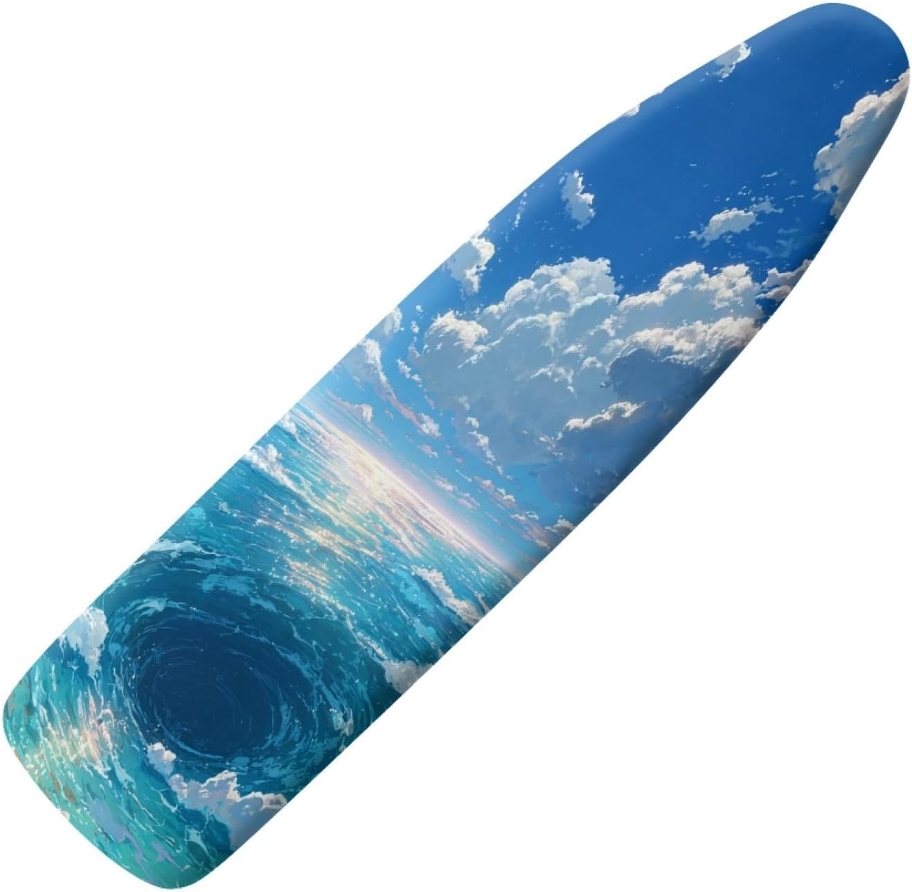 Ironing Board Cover 14x48 Seascape Blue White Iron Board Cover with Padding Heat Reflective,Scorch Resistant Thick Padding,Snug Fit Non-Slip Nose Pocket Fastener Straps Elastic Edges