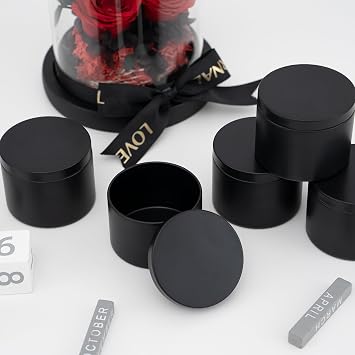 Candle Tin 24 Pieces (Pure Black), 8oz/240ml Candle Containers, Empty Candle Containers for Candles DIY Set, Candle Jars for Candle Making or Candle Making