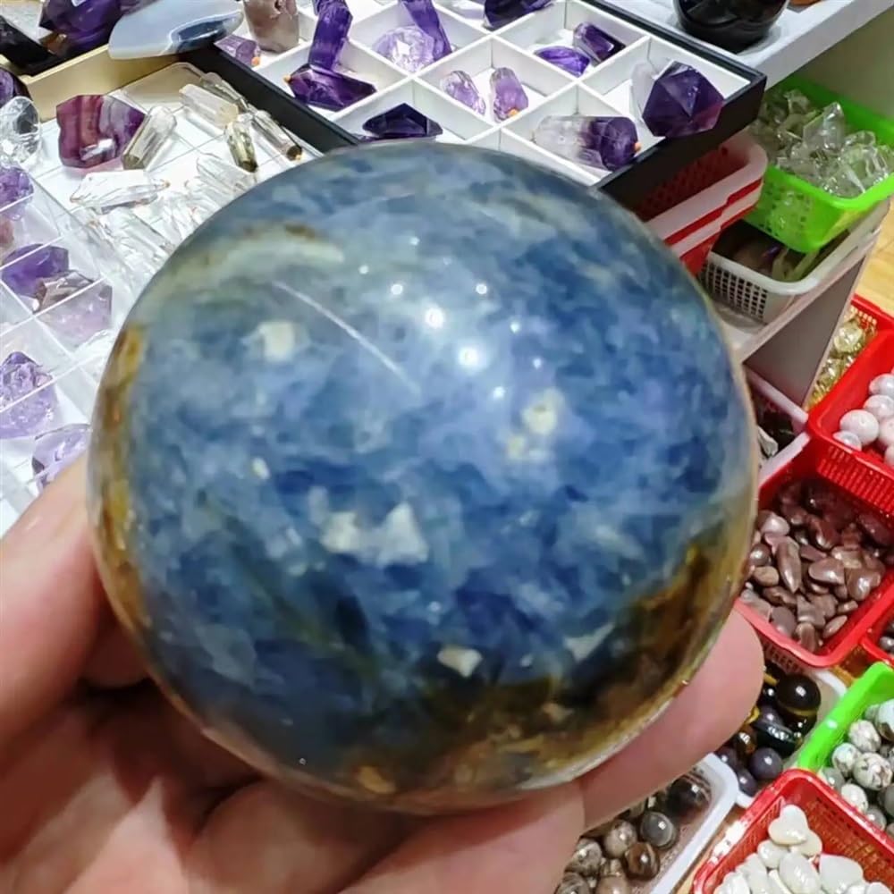 BKGWCSOR Stone Kyanite Ball Magic Crystal Sapphire Quartz and White Symbiotic (5.5-6cm)