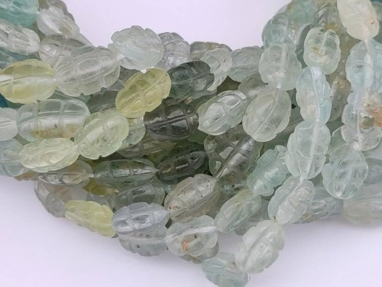 Aigue-marine perles naturelles de haute qualité en forme melon pour bijoux haut de gamme