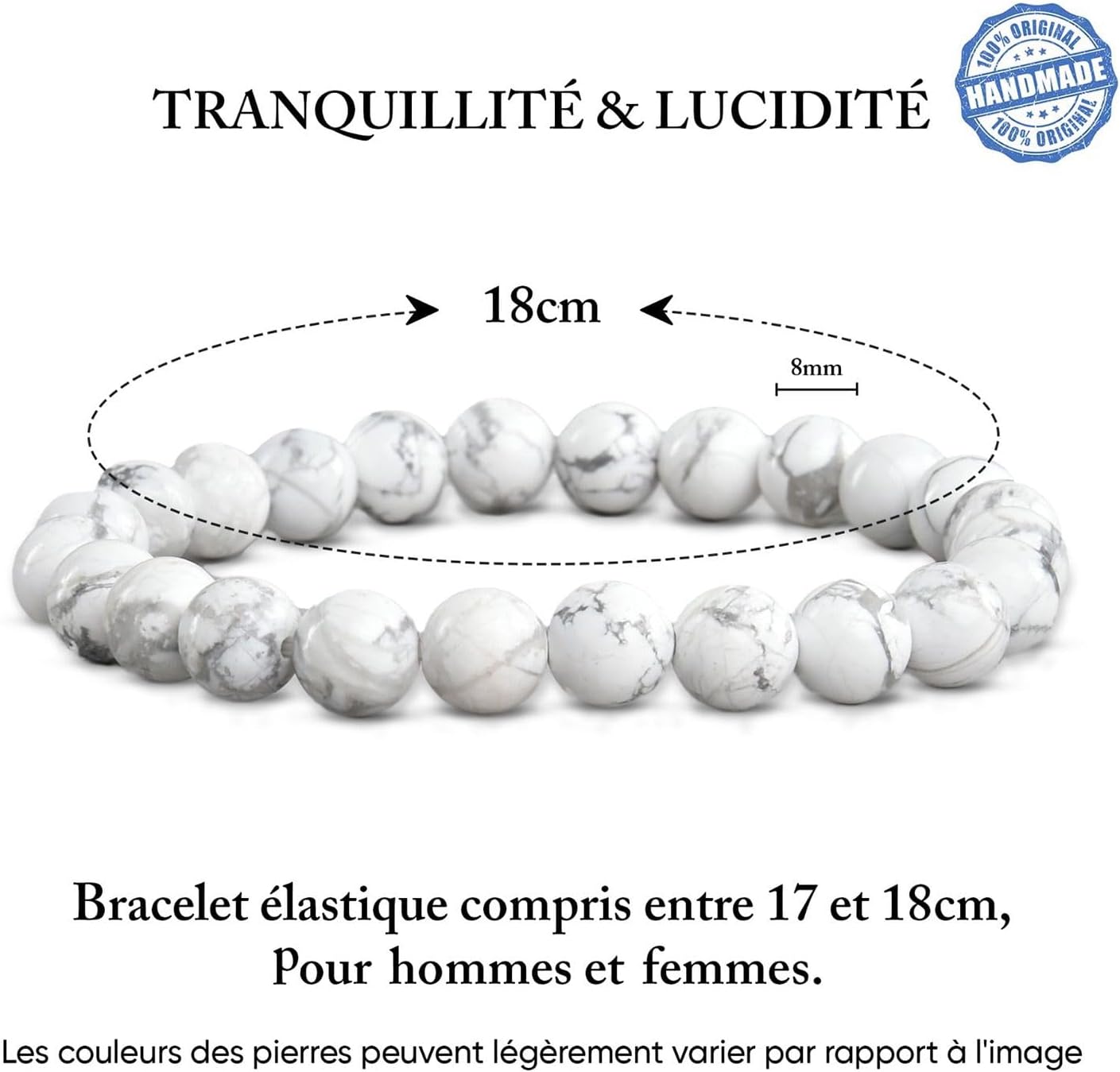 VERTIGE Bracelet de lithothérapie Pierres Naturelles Minérales, Source de bien être et Phy - Analyse des détails et conception
