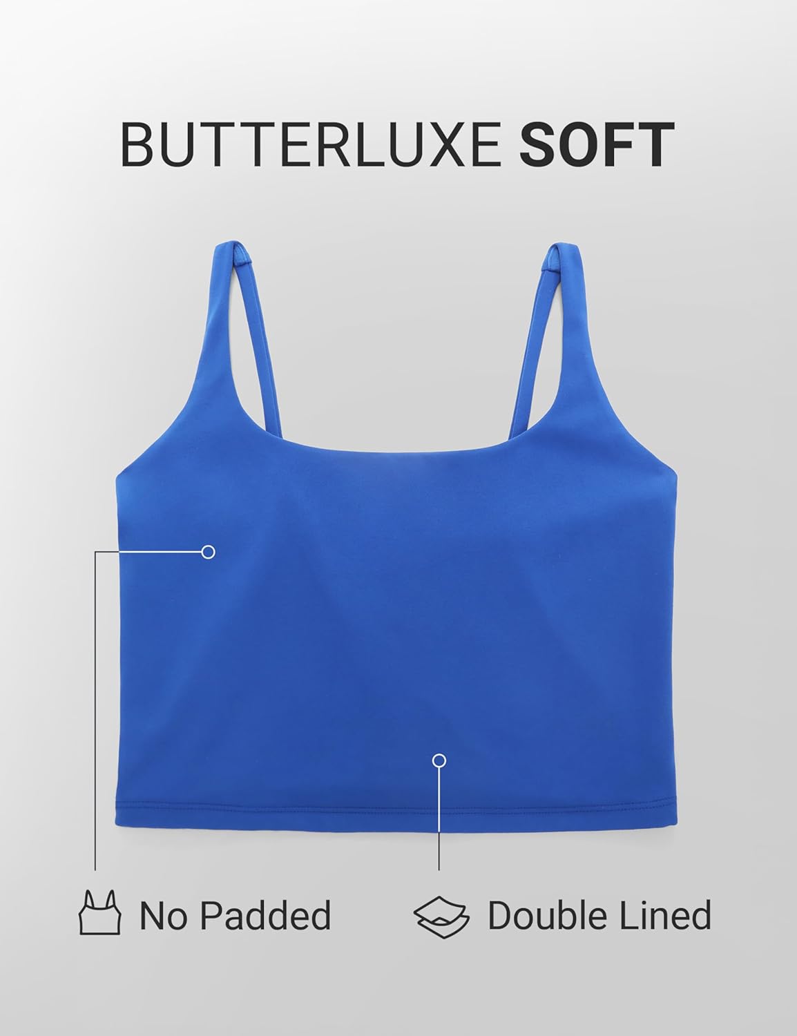 CRZ YOGA Butterluxe Soft Double Lined Cami Tank Tops for Women - Yoga Casual Going Out Crop Square Neck Sleeveless Shirts