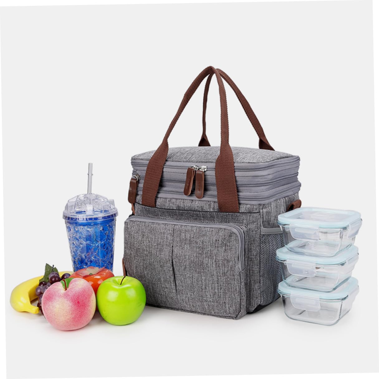 Gadpiparty Wasserdichte Lunch tasche Große Kapazität Isolierte Kühltasche Picknicktasche für Outdoor Arbeit Schule mit Netzfächern und Reißverschluss