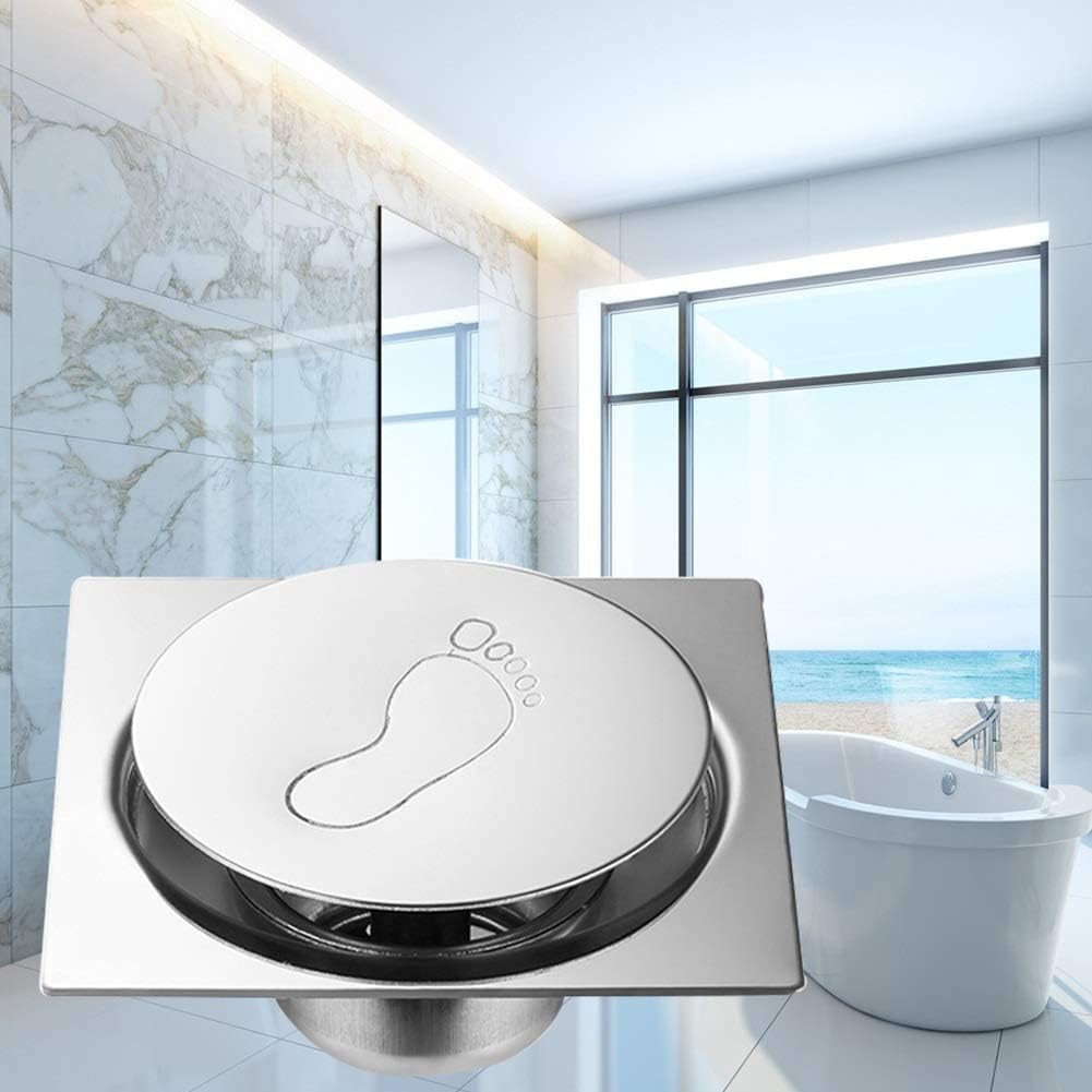Shower Stainless Steel Hotel Easy Clean Bathroom Bouncing Waste Cover Floor Drain Deodorant Silver Pedal Type Square