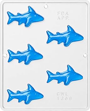 Shark Chocolate Candy Mold 1369 5 Cavity Mold 3 1/4" x 1 3/4" Cavity Size