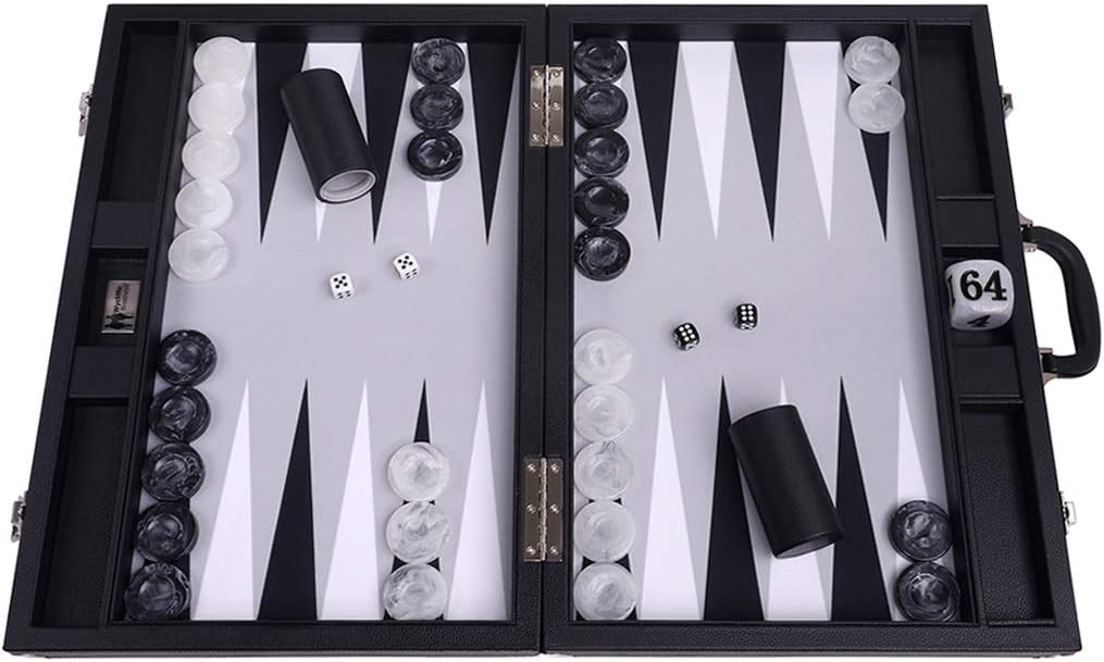 21” Tournament Backgammon Set – Black Case with Grey Field - Masters Edition