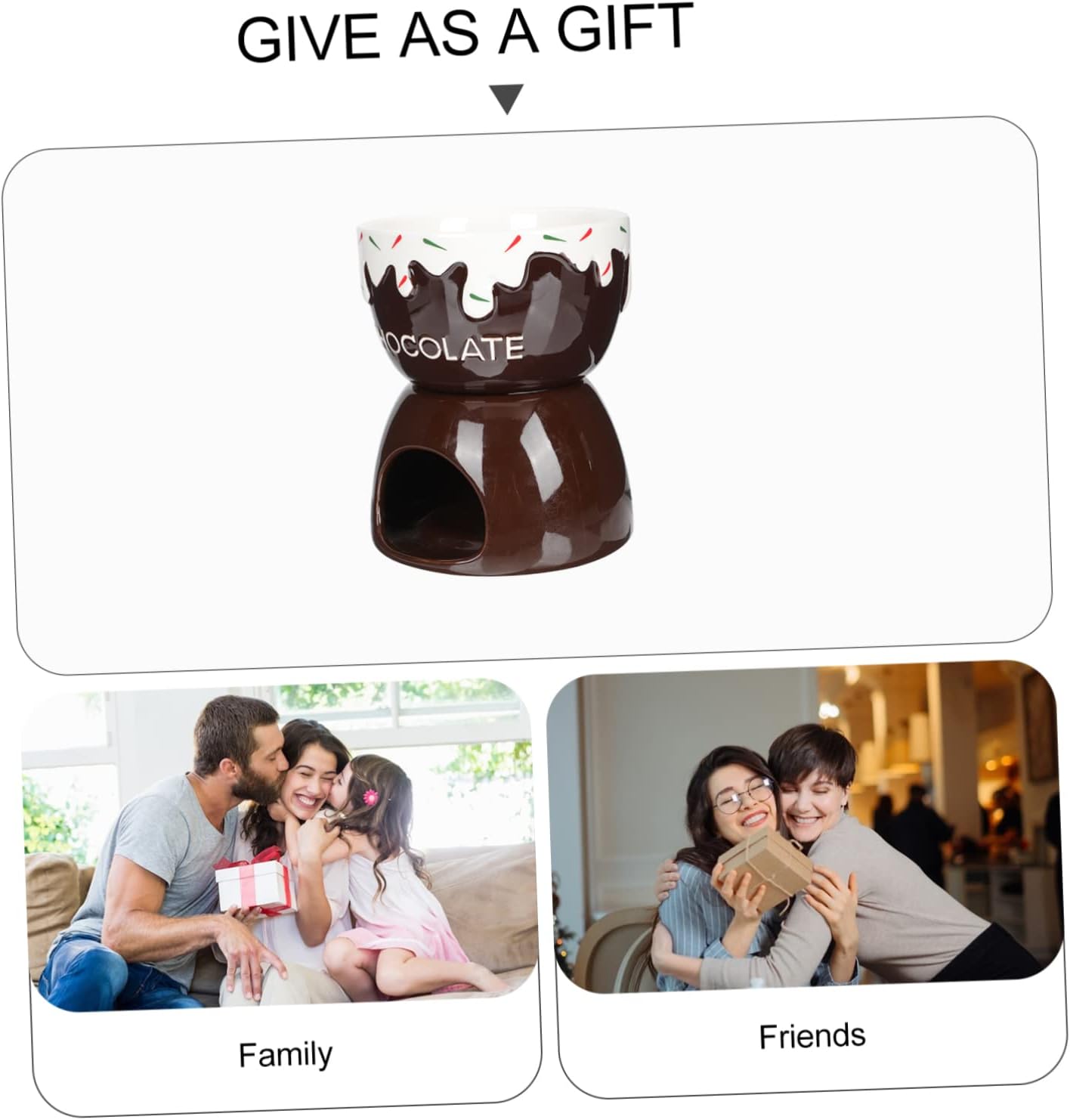 Mikinona Ceramic Melting Pot Set for Cheese and Chocolate Fondue Versatile Warming Bowl for Ice Cream and Dessert for Home Entertaining and Family Gatherings