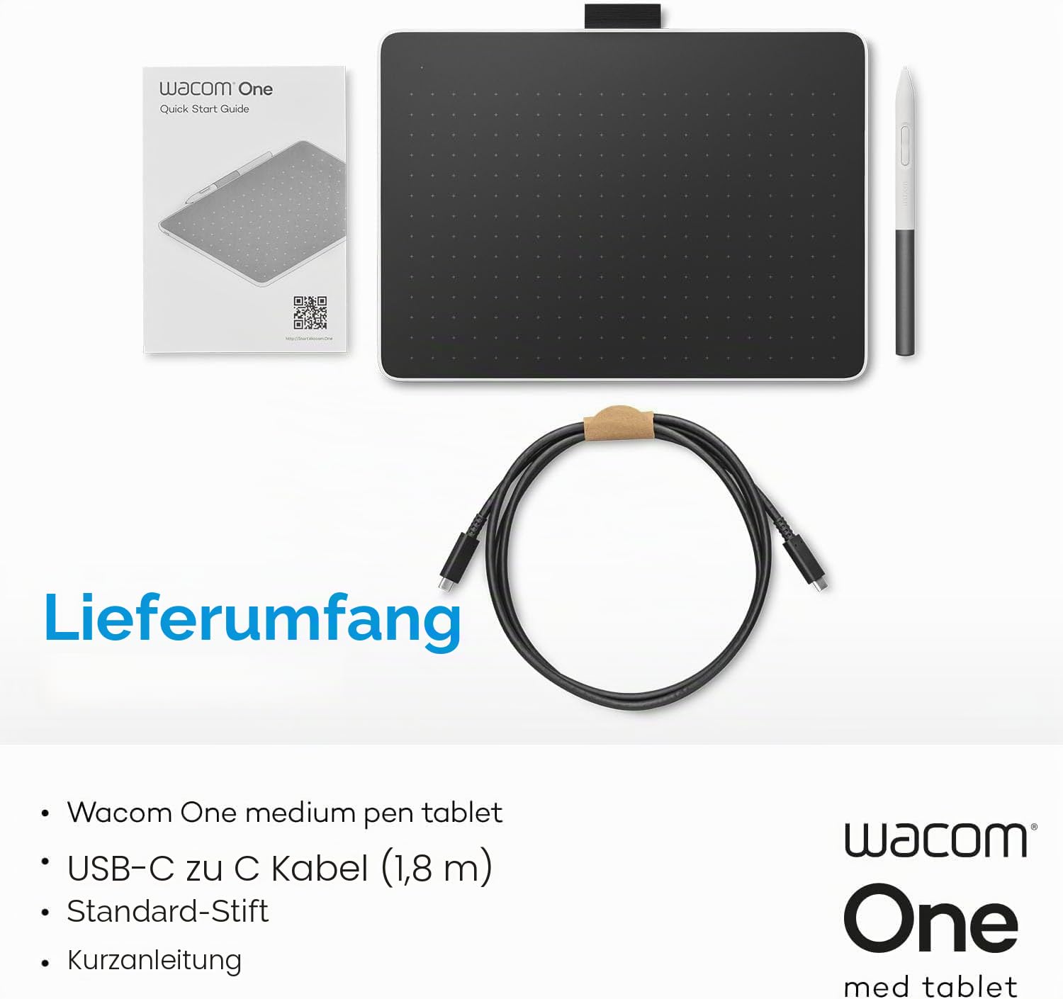 Wacom One M Stifttablett inkl. batterielosem EMR-Stift, Bluetooth-Verbindung, für Windows, Mac, Chromebook und Android – perfekt für kreative Einsteiger, digitales Zeichnen