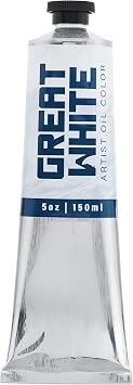 Great White Artist Oil Color - 150mL Tube, Heavy Body, Opaque, Professional, Non-Yellowing, Archival White Oil Paint - Single Tube