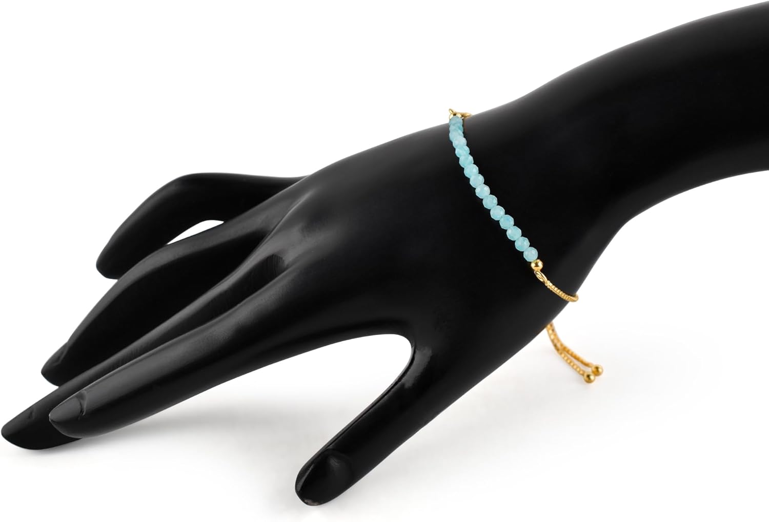 InfinityGemsArt Gemstones Bracelets For Women Birthstone Jewelry Micro Beads Beaded Stone Bolo Slider Crystals Bracelet, 14K Gold Plated Adjustable Chain - Image 3