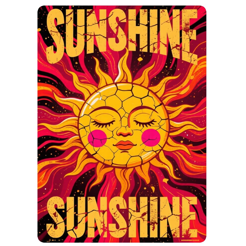 Rustic Sun Smiling Face Tin Sign, 8x12 Inch Outdoor