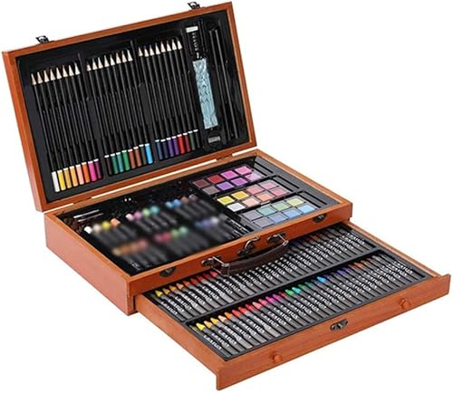 GENIGW - Juego de 142 piezas para dibujar artista lápiz de colores pincel de pintura pastel al óleo