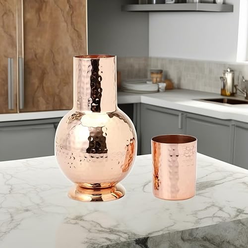 Miniatura 5 de Jarra Puro Cobre Mesita Para Ayurveda Beneficios Para La Salud, Capacidad - 1000 Ml. (33.8 Onza Líquida de EE.UU.).
