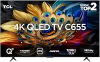 Smart TV TCL 55 Polegadas QLED 4K C655 WiFi Bluetooth Google TV HDR10+ Subwoofer Dolby Atmos 55C655