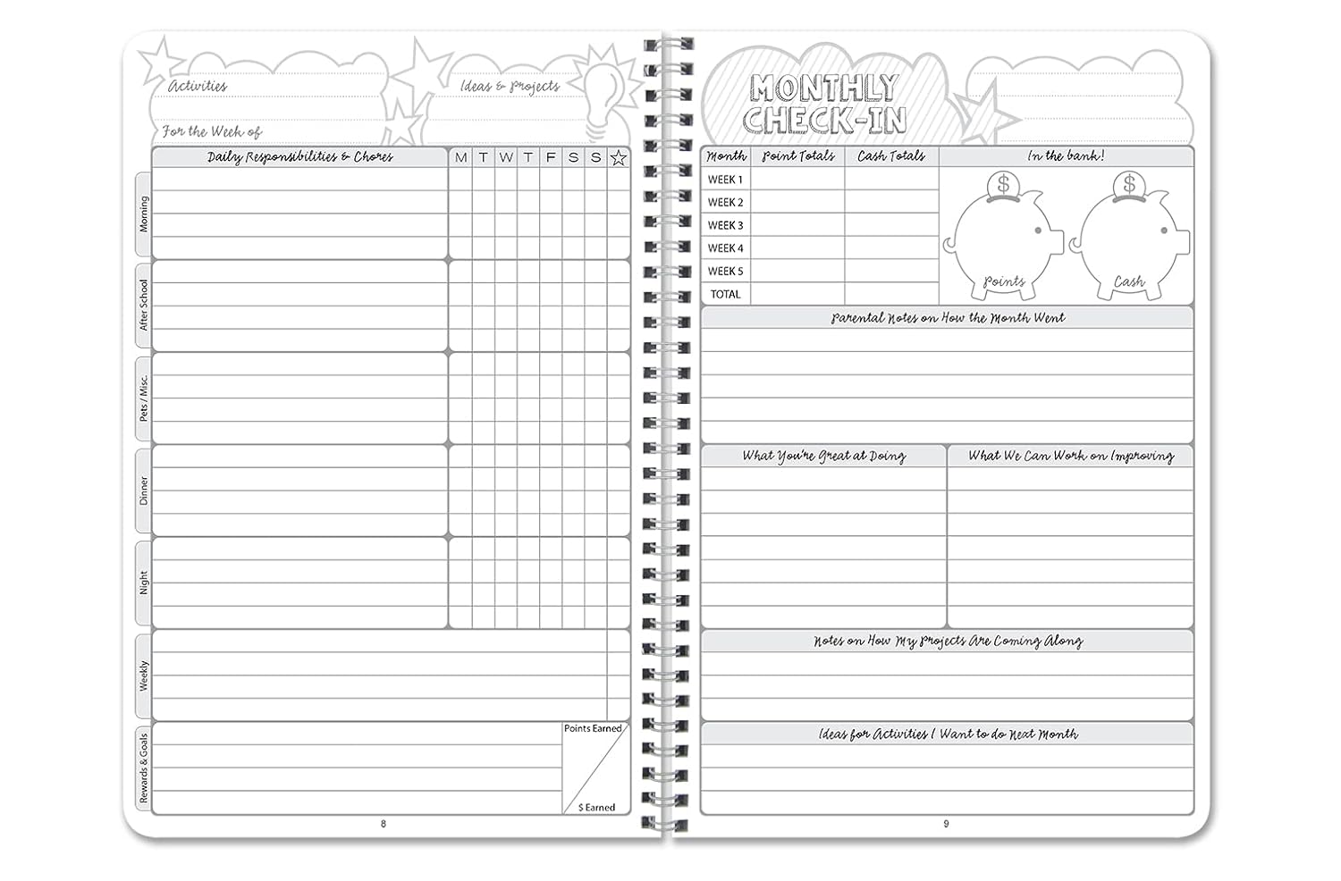 BookFactory Chore Journal and Planner Daily Chores Chart and Accountability Tracker - Wire-O, 100 Pages, 6'' x 9'' (Made in USA) (Pack of 2)