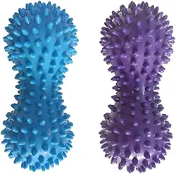 Pacote com 2 bolas de massagem de amendoim, bolas de lacrosse duplas pontiagudas, ponto de gatilho para reflexologia de estresse, terapia muscular nos pés, alívio profundo dos tecidos, força,