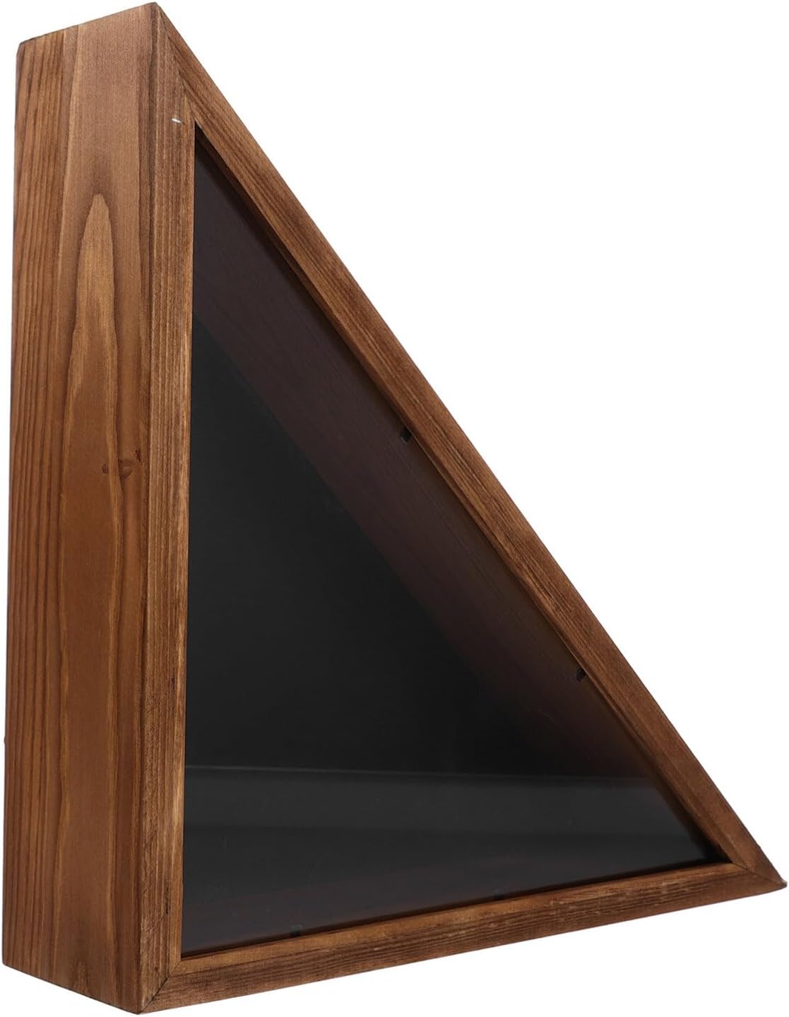STOBOK Wooden Flag Display Case with Protective Cover Triangle Design Flag Box Rustic Home Decor for Patriotism and Country Style
