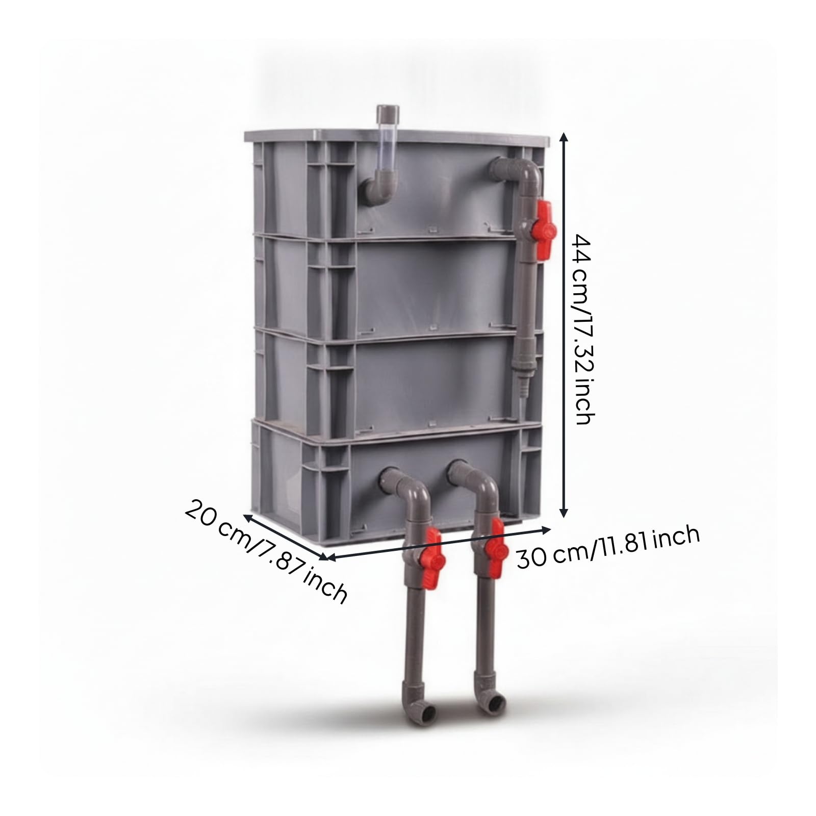 Aufsatzfilter Regelbar Filtergehäuse mit Ventilen Aquarium Filterbecken ohne Medien für Aquarianer, Size to 1