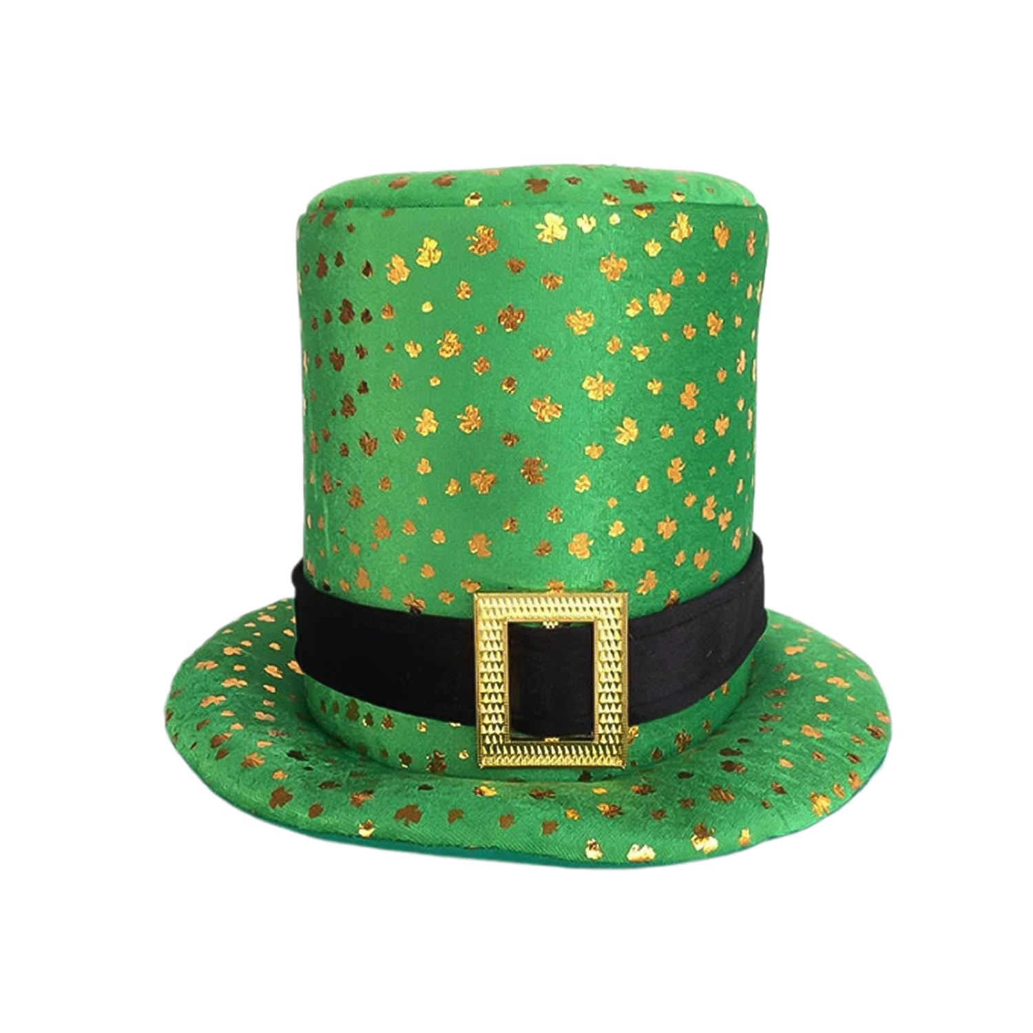 BORFUE Adult Green Top Hat - Men's St Patrick's Day Top Hat with Buckle and Gold Shamrock Decorations