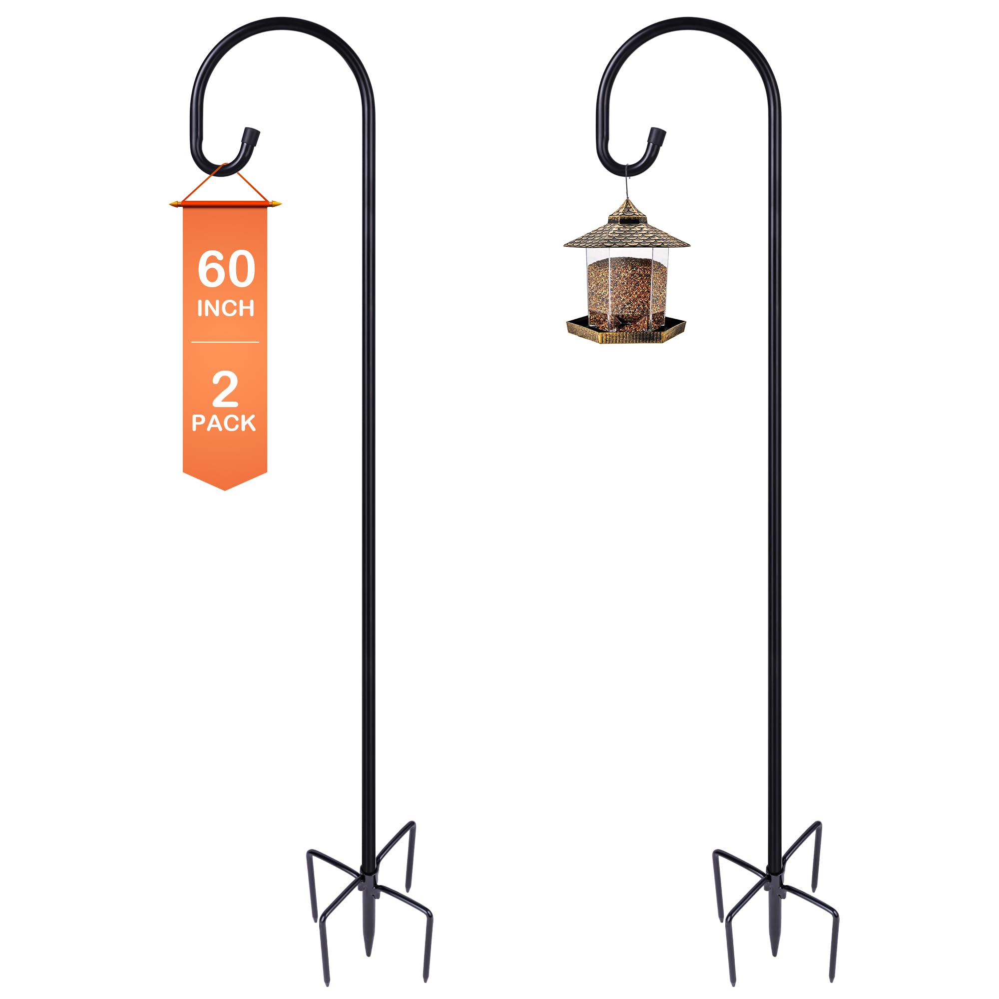 shepherd-hooks adjustable for bird-feeder lantern plant-hook garden-stake - plant stand hanger for outdoor flower basket, bird feeder hanger weddings décor