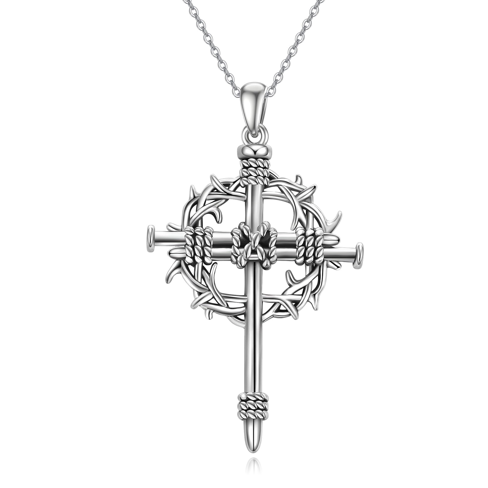 ONEFINITY Collana con ciondolo a forma di croce in argento