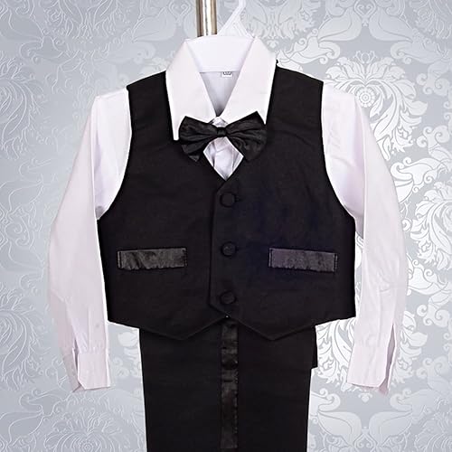 Miniatura 4 de Lito Angels Trajes formales de esmoquin para bebés y niños trajes de bautizo sin cola juego de 5 piezas 022