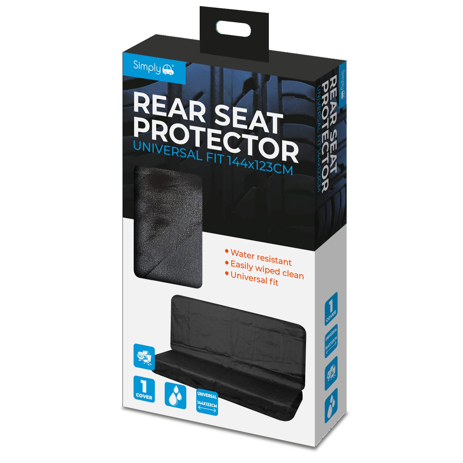 Simply Auto RSBP02 Rear Black Water Resistant Seat Protectors Universal Fit
