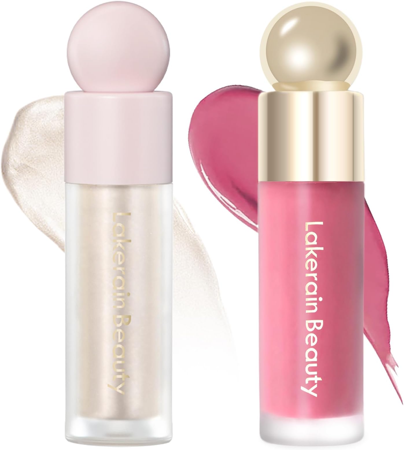 Erinde2 Colors Liquid Highlighter and Blush Set, Natural Matte Face Blush, Natural Glossy Liquid Illuminator for Face and Body, Lightweight Blendable Silky Smooth Texture, Cruelty-free