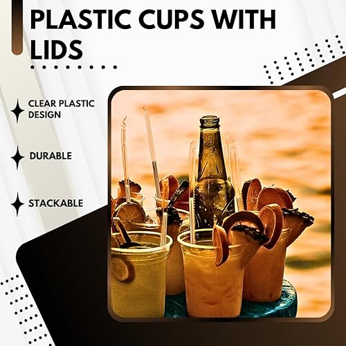 Miniatura 3 de Green Direct Vasos desechables de 16 onzas con tapas, vasos de plástico transparente con tapas, tazas de café helado para té Boba de burbujas, taza