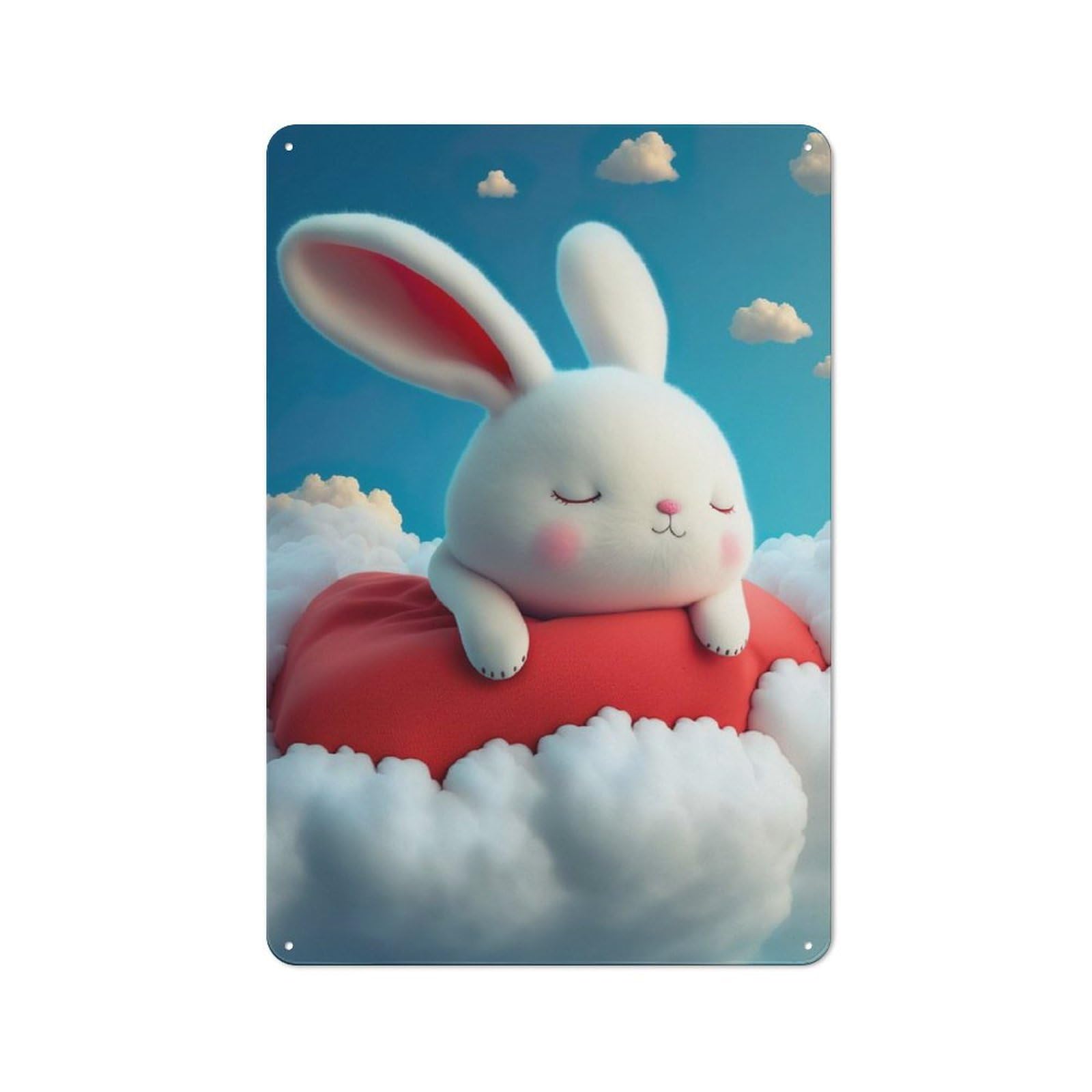 Junmoney White Rabbit Dreaming Vintage Vintage Tin Sign 30X20cm, Cafe Wall Decor For Bakery, Diner, Cafe Or Family Room