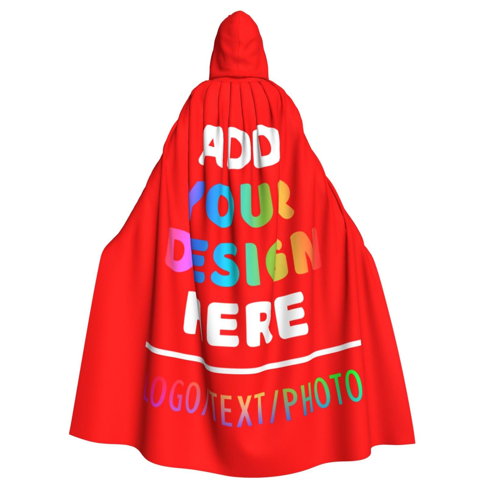 Personalised Cape Custom Cloak with Hood Add Your Text Photo Personalised Halloween Cape with Image Custom Halloween Costumes Hooded Cloak - Oversized Capes With Bow Tie, Unisex Cosplay Costumes Gifts