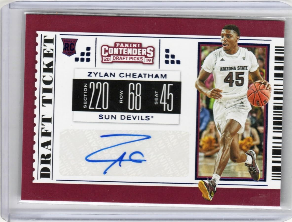 Zylan Cheatham Autographed Rookie Card Blue Draft Ticket Auto Basketball Card - 2019 Contenders Draft Picks Basketball Card #127 (Sun Devils)