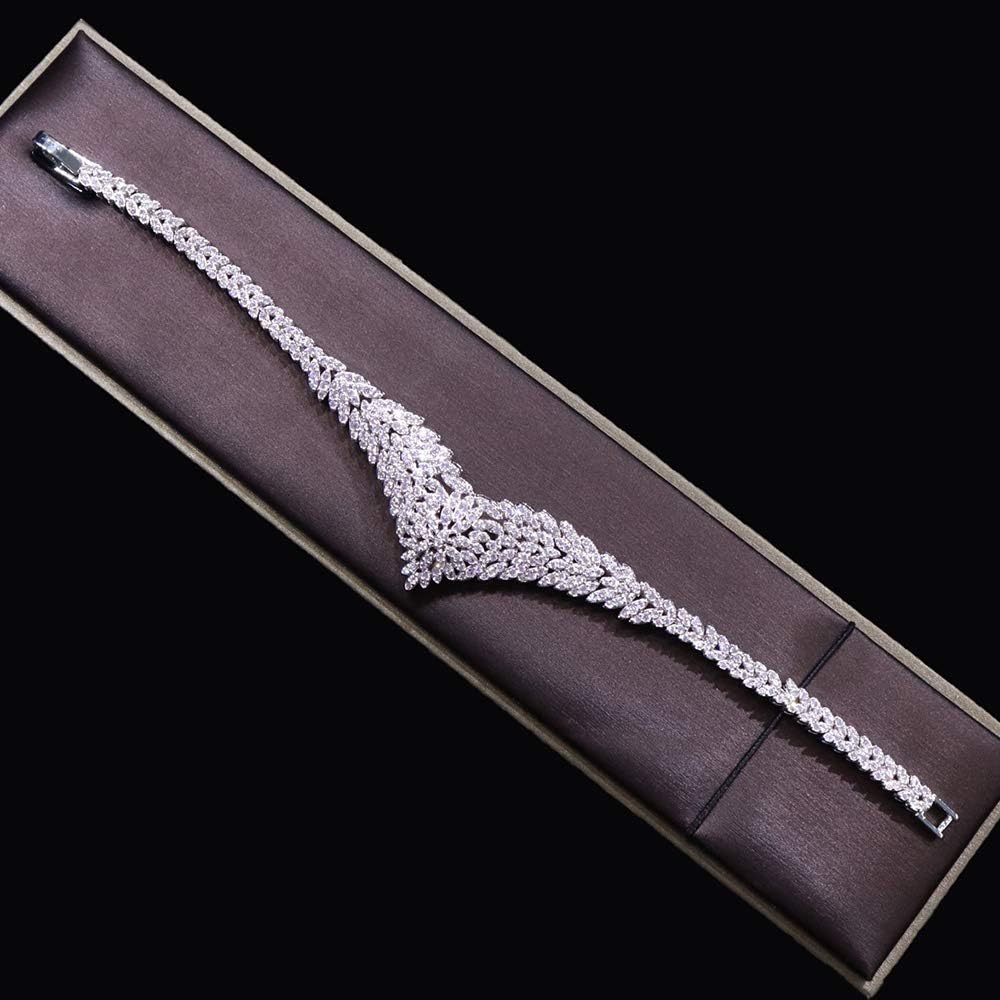 Jorsnovs 4PCS Arabic Dubai Indian Jewelry Set for Women Bride Cubic Zirconia Pageant Necklace Dangle Earrings Bracelet Open Ring Set Bridal Jewelry for Wedding Prom Evening Wear Anniversary Birthday Engagement Valentine's Day Gifts for Her