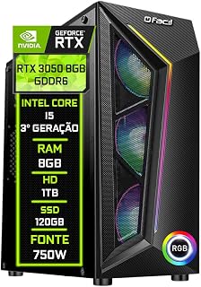 PC Gamer Blue PC Intel core I5 (3ª Geração) 8GB RTX 3050 8GB GDDR6 HD 1TB + SSD 120GB - Fonte 750w
