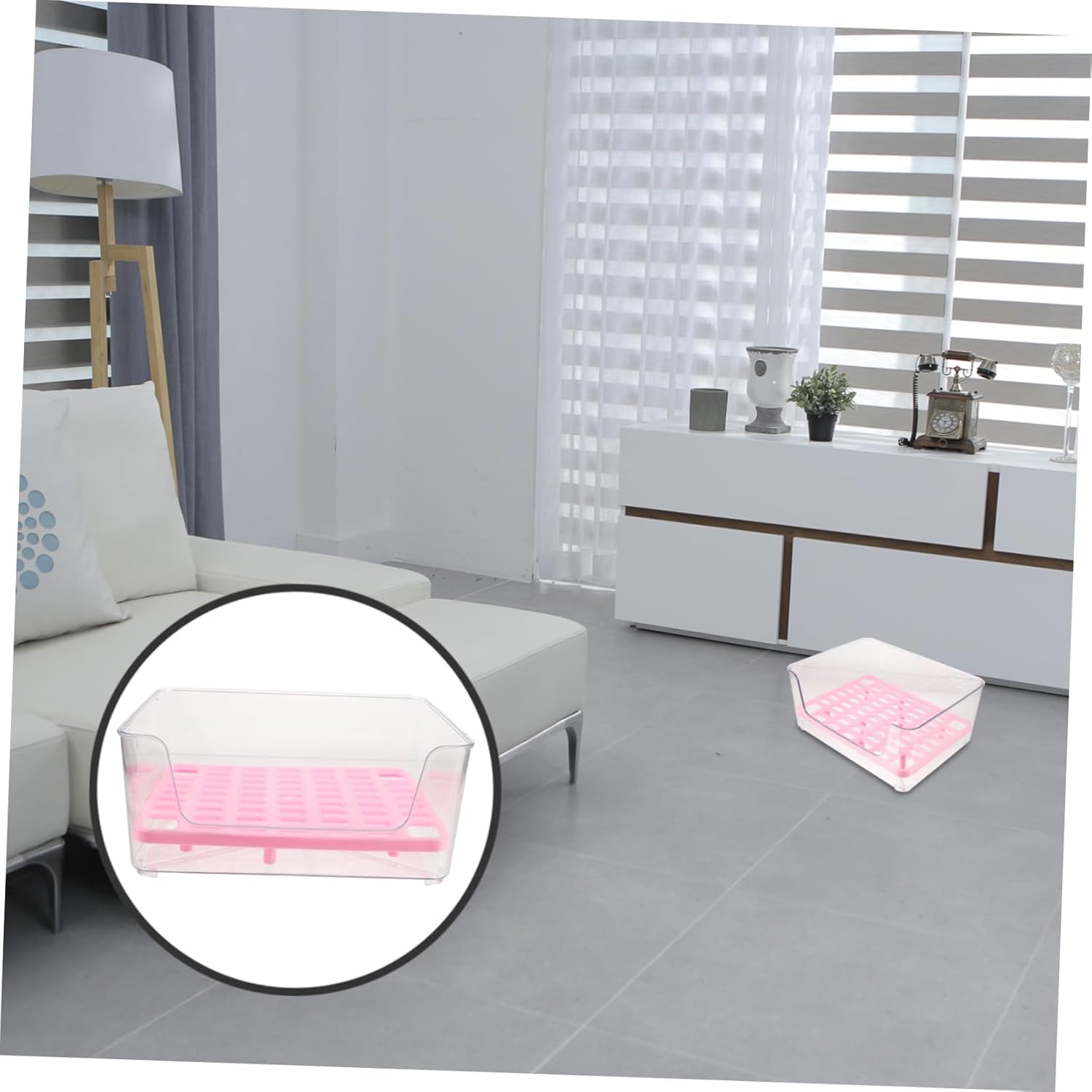 BESPORTBLE Portable Cat Litter Transparent Acrylic Pet Urinal Potty with Splash Guard Easy to Clean Travel Litter Case for Home and Pet Shops Prevents Mess and Keeps Floors Clean