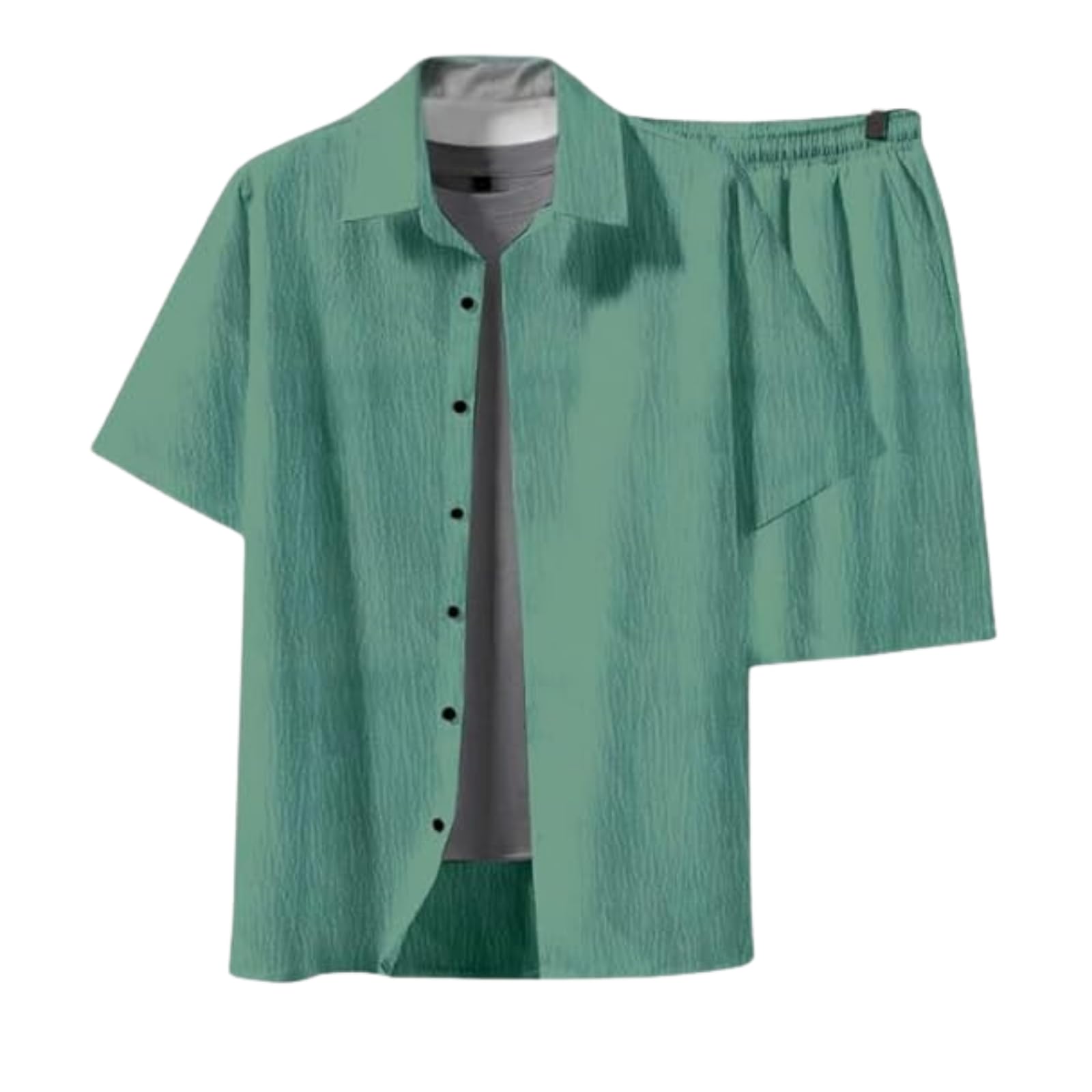 miramichi Men's Stylish Shirt and Shorts Combo | Regular Fit | Self Design Pattern | Premium Cotton Viscose Blend Fabric | Perfect for Casual.-picture-13