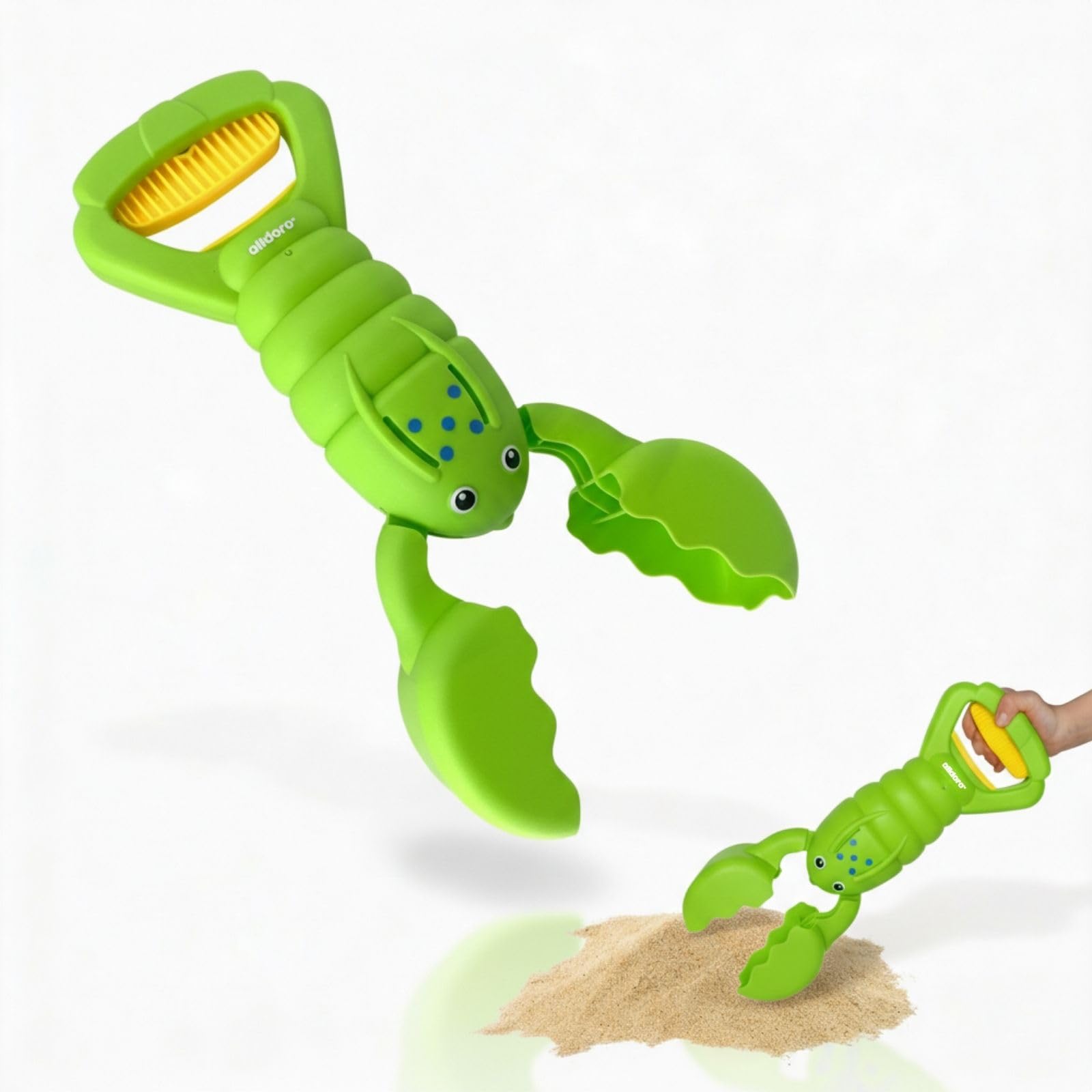 alldoro 60179 Sand Grab Lobster Green, Robust Sand Toy for Children, Sandpit Crab, Easy and One-Handed Operation, 34 cm